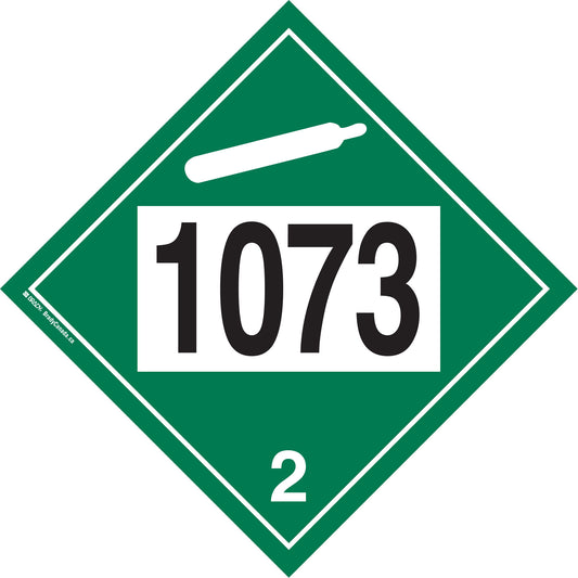 Brady 1073 Liquefied Oxygen Non-Flammable Gas TDG Placard, Plastic