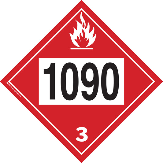 Brady 1090 Acetone Flammable Liquid TDG Placard, Plastic