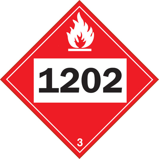 Brady 1202 Fuel Oil Flammable Liquid TDG Placard, Adhesive Vinyl