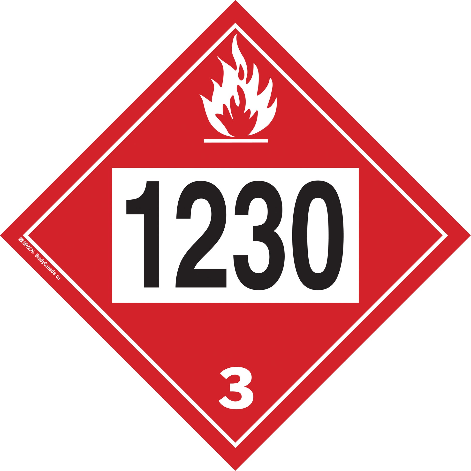Brady 1230 Methanol TDG Placard, Plastic
