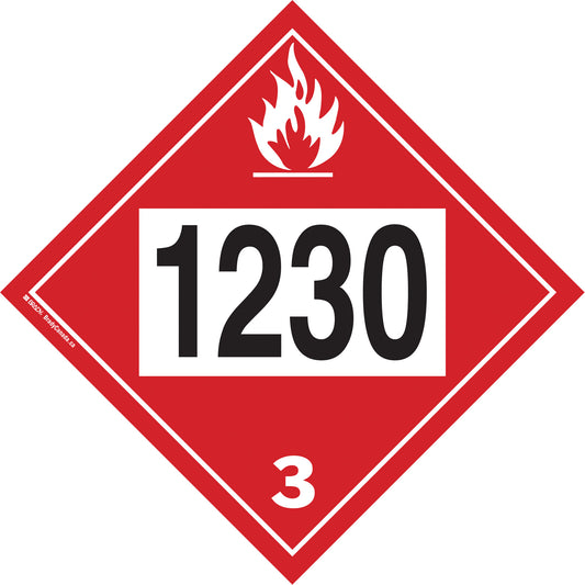 Brady 1230 Methanol TDG Placard, Plastic