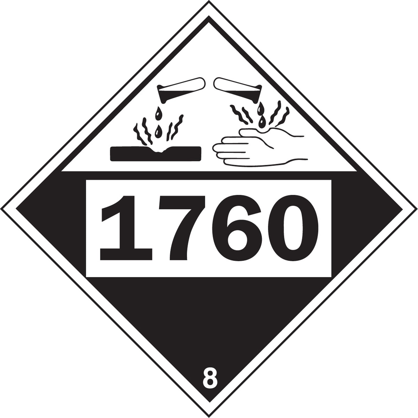 Brady 1760 Aluminum Phosphate Corrosive Materials TDG Placard, Plastic
