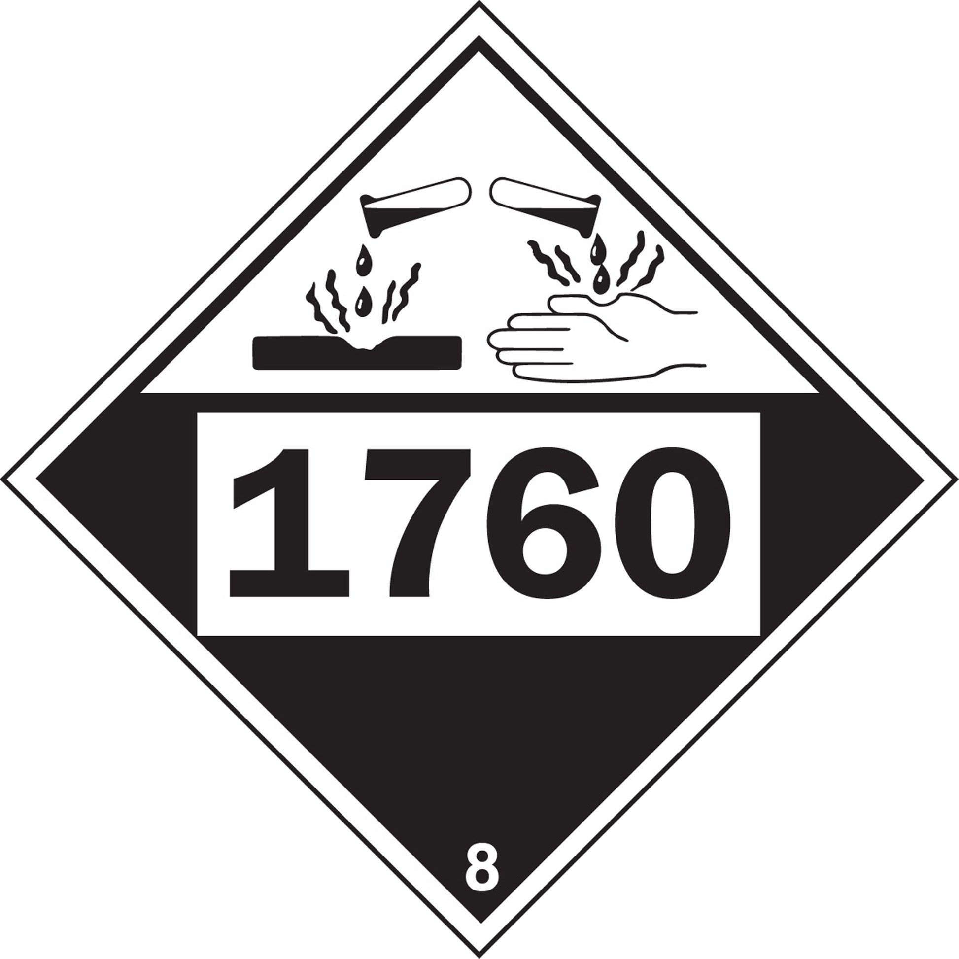 Brady 1760 Aluminum Phosphate Corrosive Materials TDG Placard, Plastic