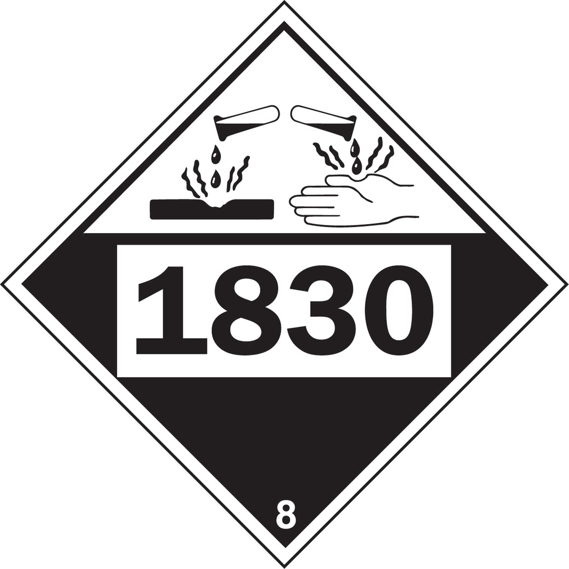 Brady 1830 Sulphuric Acid Corrosive Materials TDG Placard, Plastic