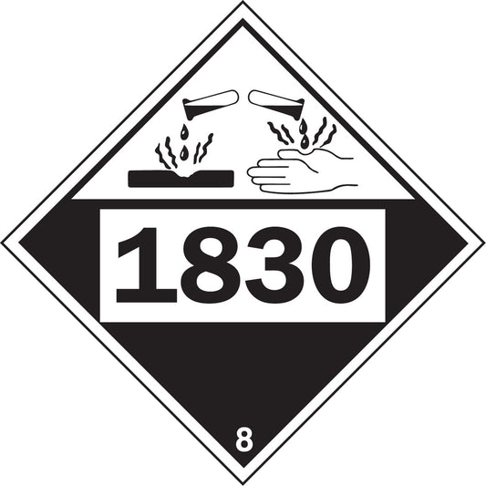 Brady 1830 Sulphuric Acid Corrosive Materials TDG Placard, Plastic