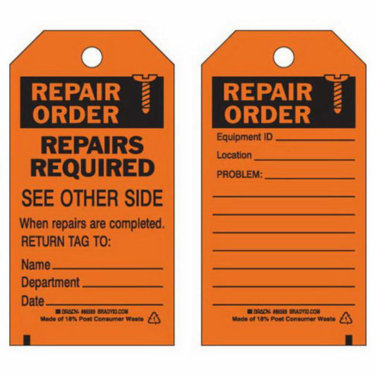 Brady Material Control Tags, Polyester, 3" W x 5-3/4" H, English