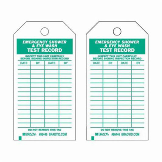 Brady Test Record Inspection Tags, Polyester, 3" W x 5-3/4" H, English