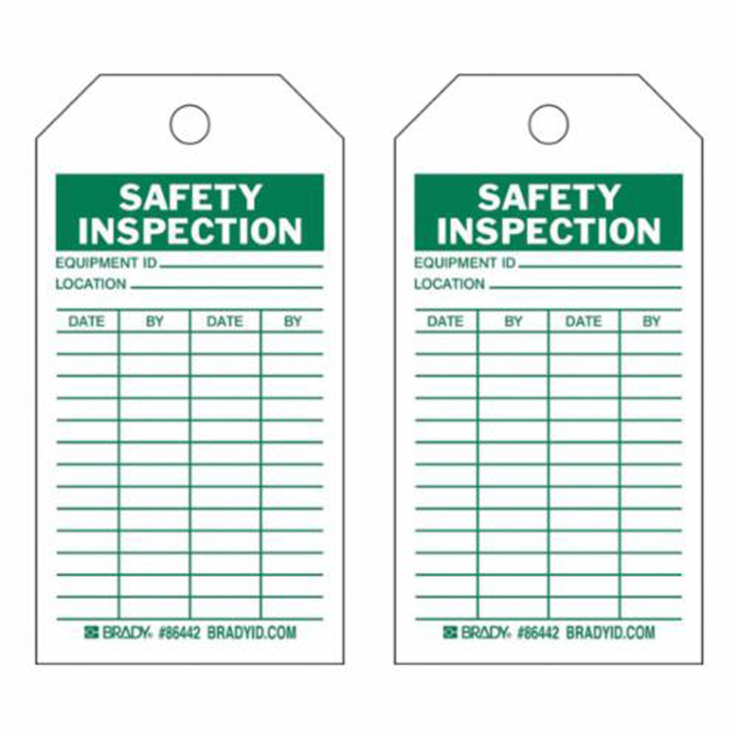 Brady Safety Inspection Tags, Paper, 3" W x 5-3/4" H, English