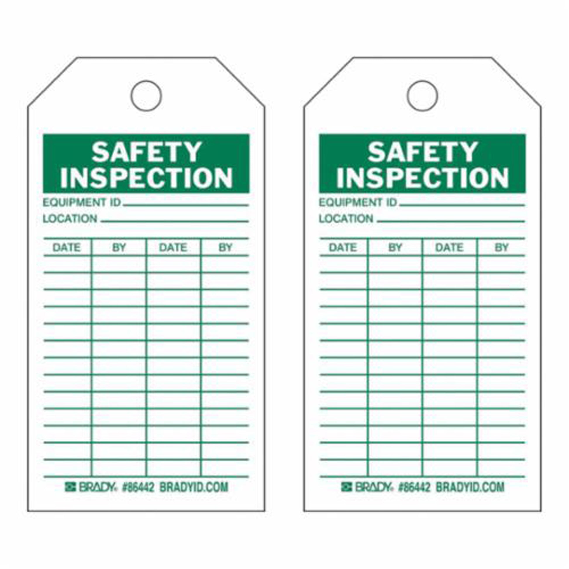Brady Safety Inspection Tags, Paper, 3" W x 5-3/4" H, English
