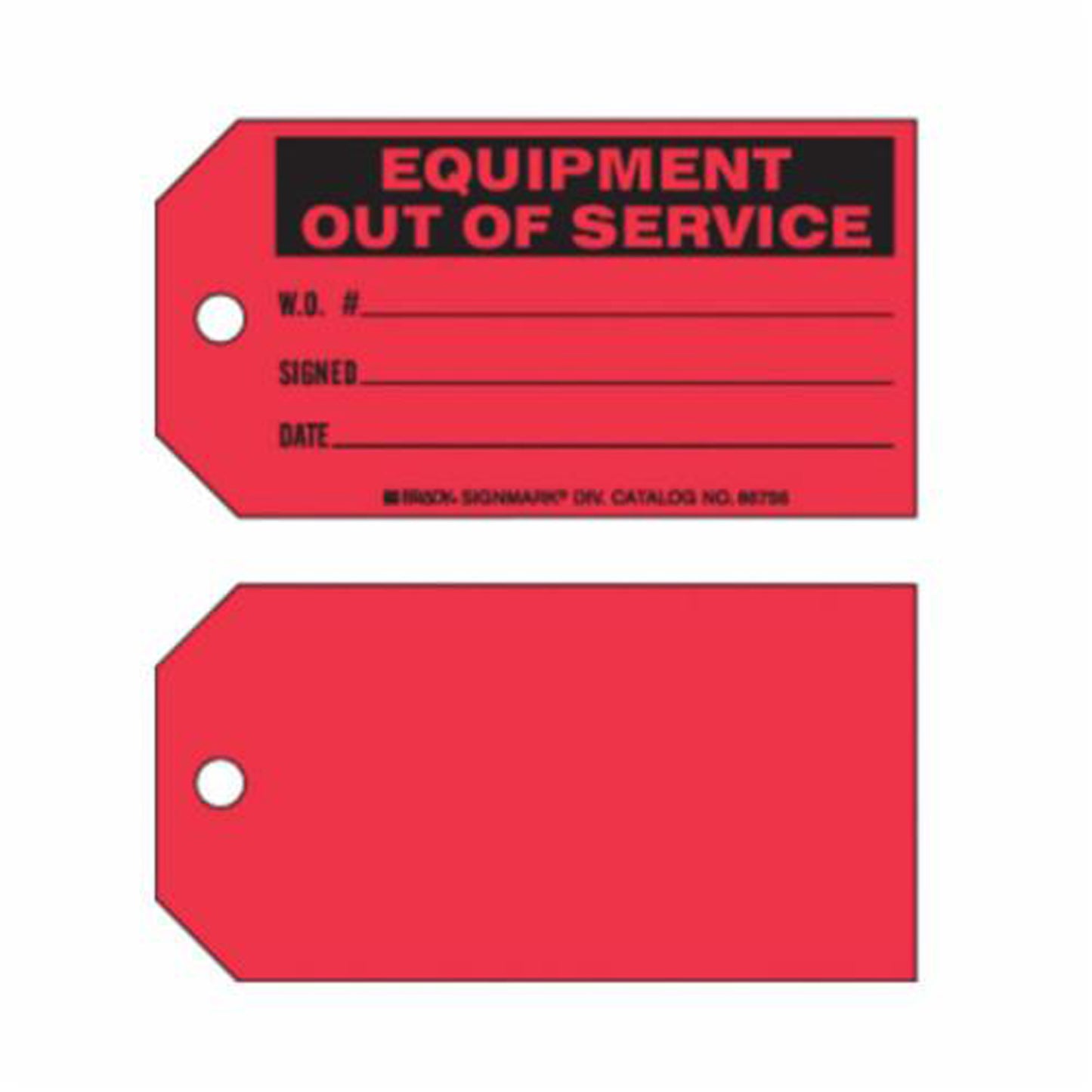 Brady "Equipment Out of Service" Tags, Paper, 5-3/4" W x 3" H, English