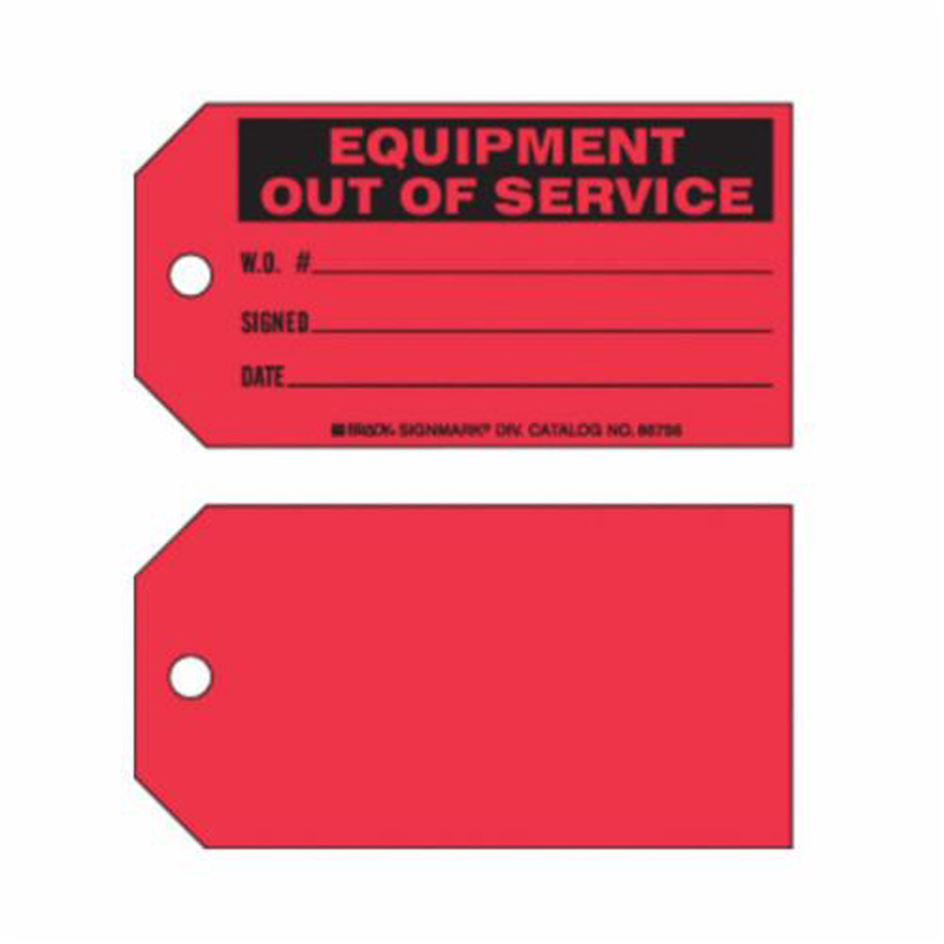 Brady "Equipment Out of Service" Tags, Paper, 5-3/4" W x 3" H, English