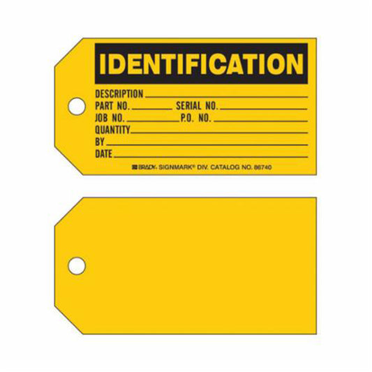 Brady "Identification Production" Tags, Paper, 5-3/4" W x 3" H, English