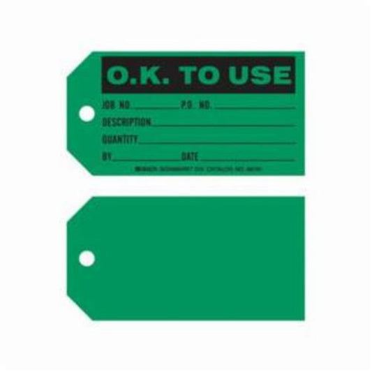 Brady "O.K. To Use" Production Tags, Paper, 5-3/4" W x 3" H, English