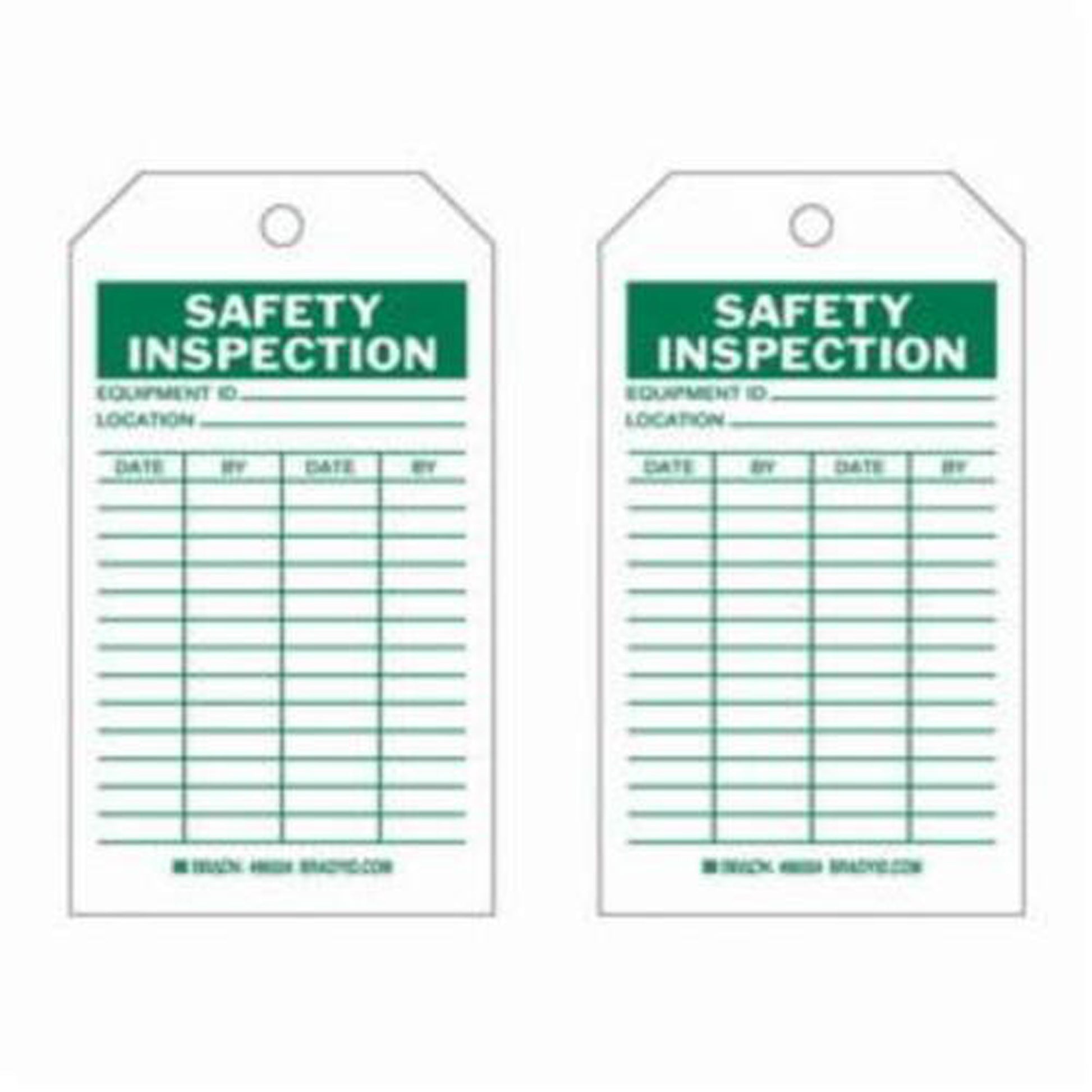 Brady Safety Inspection Tags, Polyester, 4" W x 7" H, English
