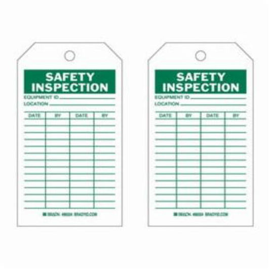 Brady Safety Inspection Tags, Polyester, 4" W x 7" H, English
