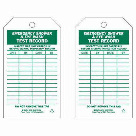 Brady Test Record Inspection Tags, Paper, 4" W x 7" H, English