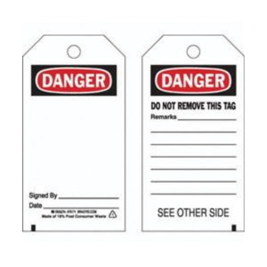 Brady Accident Prevention Tags, Polyester, 3" W x 5-3/4" H, English
