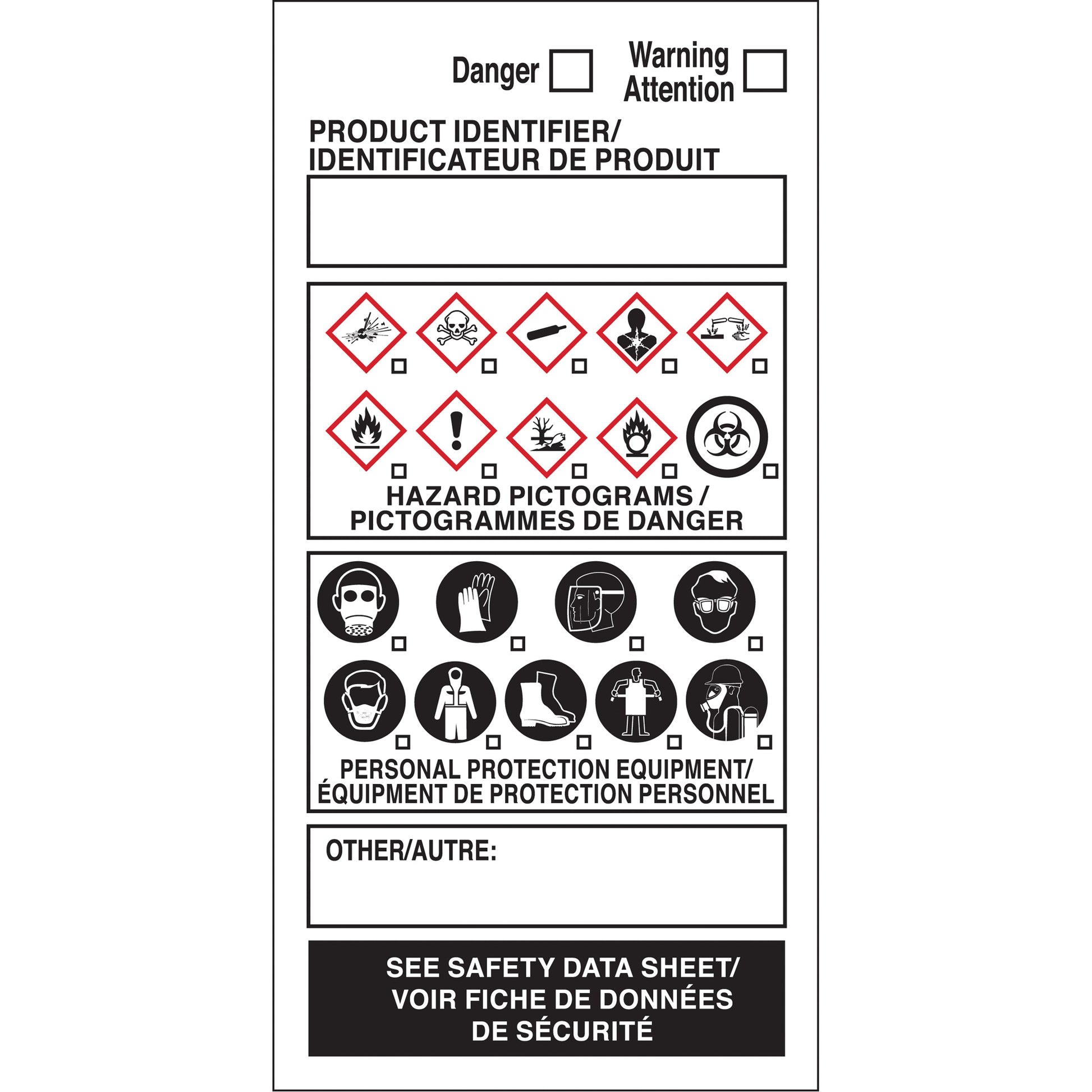 Brady OTS WHMIS Labels, Vinyl, Sheet, 4" L x 2" W