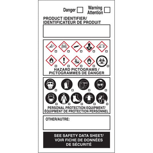 Brady OTS WHMIS Labels, Vinyl, Sheet, 4" L x 2" W