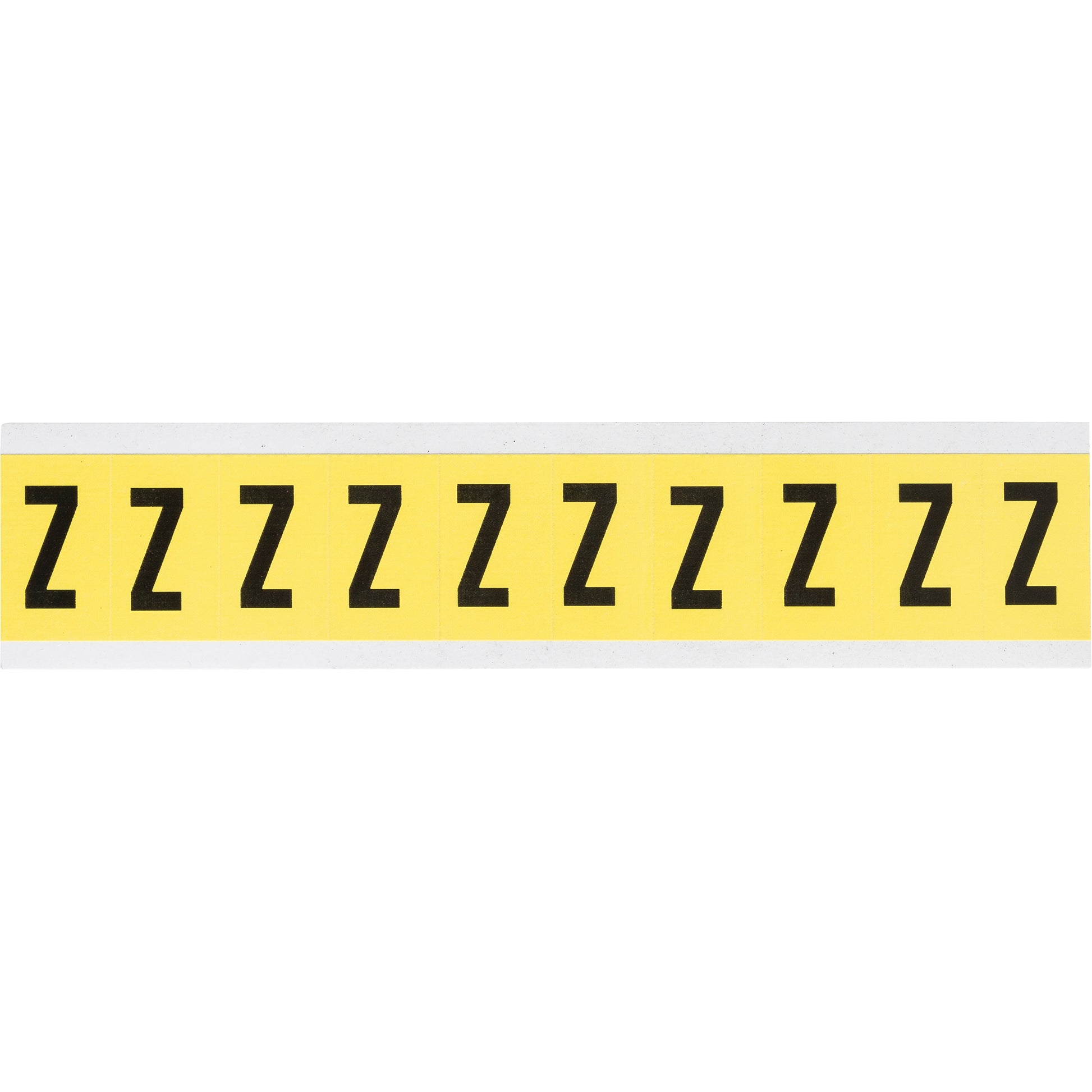 Brady Repositionable Individual Number & Letter Labels, Z, 1" H, Black on Yellow