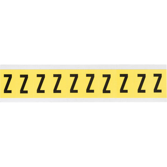 Brady Repositionable Individual Number & Letter Labels, Z, 1" H, Black on Yellow