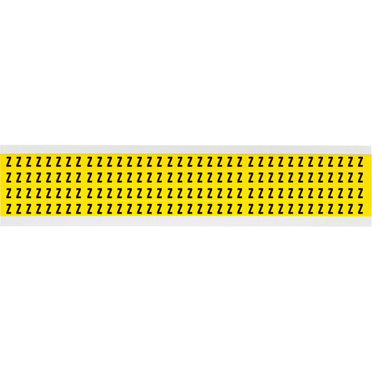 Brady Repositionable Individual Number & Letter Labels, Z, 1/4" H, Black on Yellow