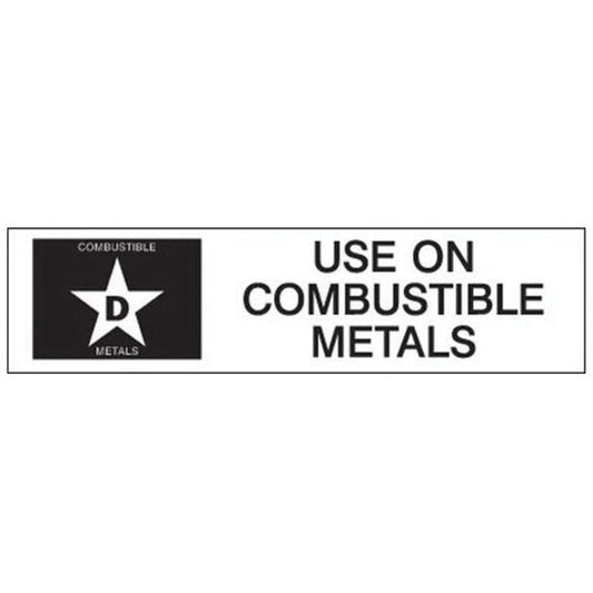 Brady "D: Use on Combustible Metals" Fire Extinguisher Label