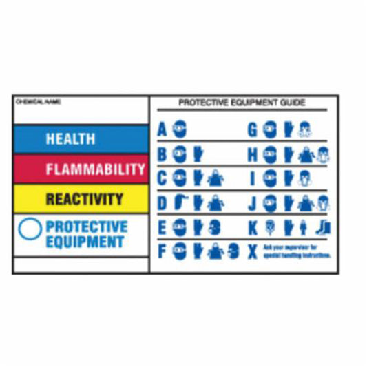 Brady Protective Equipment Labels, Polyester, Sheet, 5" L x 3" W
