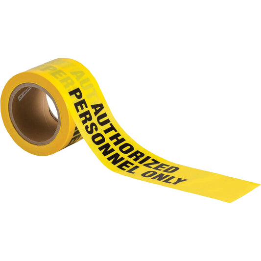 Brady Barricade Tape, English, 3" W x 200' L, 3 mils, Black on Yellow