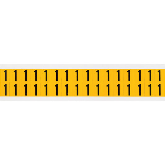 Brady Individual Number and Letter Labels, 1, 5/8" H, Black on Yellow