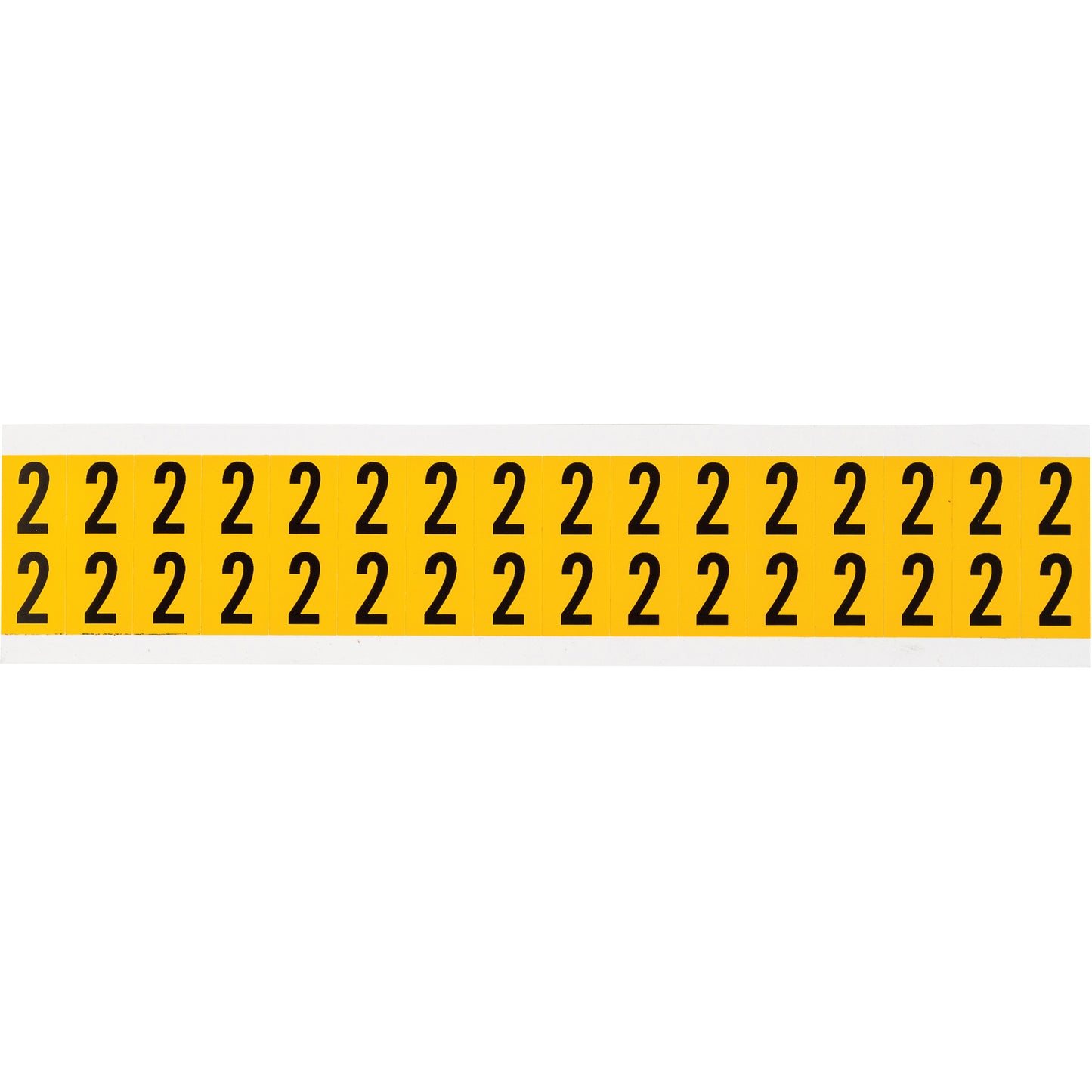Brady Individual Number and Letter Labels, 2, 5/8" H, Black on Yellow