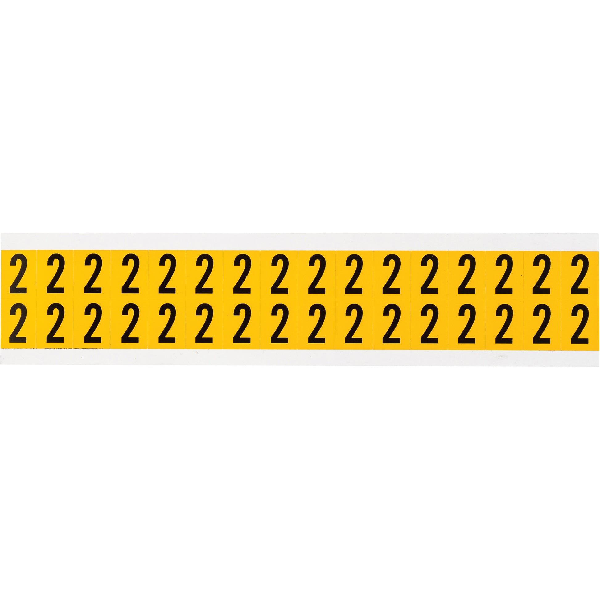 Brady Individual Number and Letter Labels, 2, 5/8" H, Black on Yellow