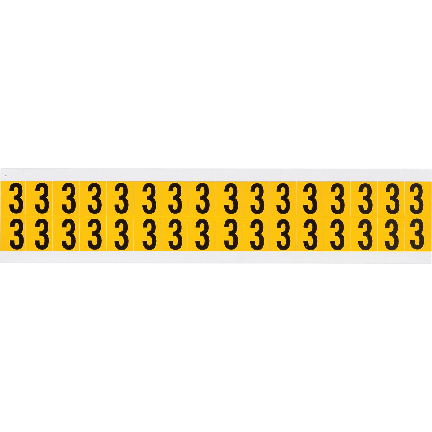 Brady Individual Number and Letter Labels, 3, 5/8" H, Black on Yellow