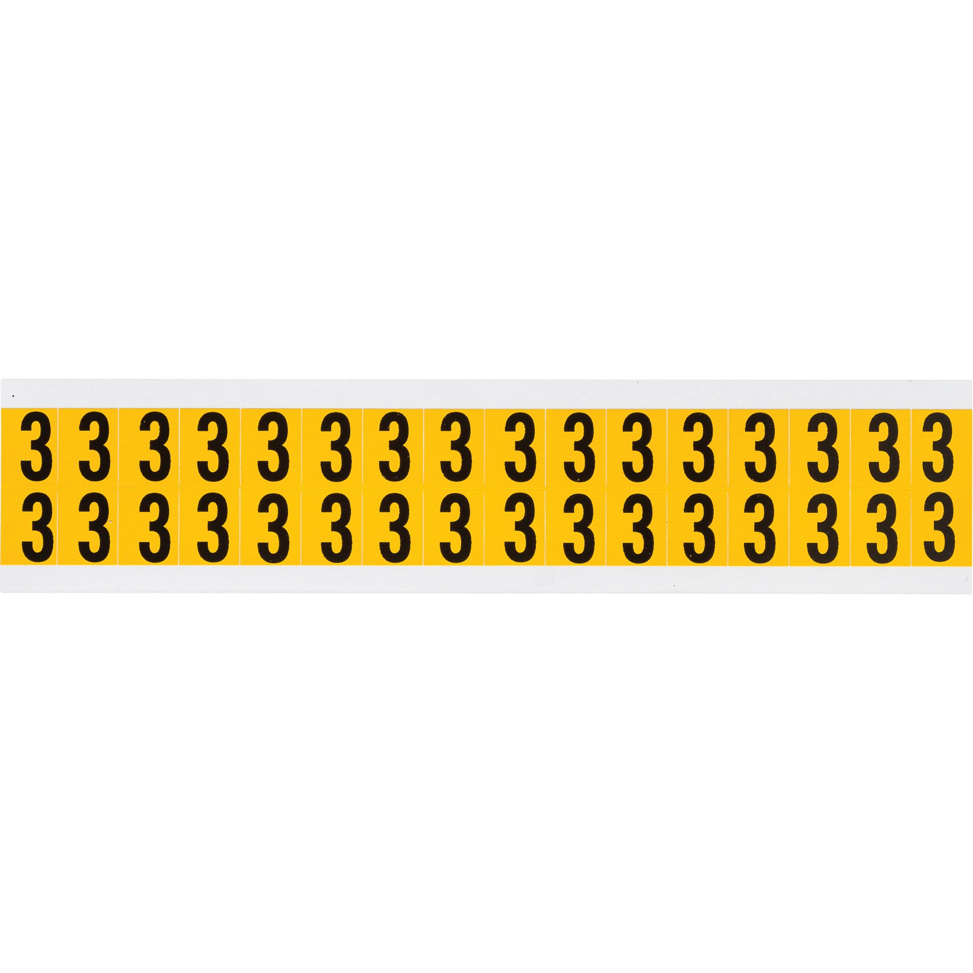 Brady Individual Number and Letter Labels, 3, 5/8" H, Black on Yellow
