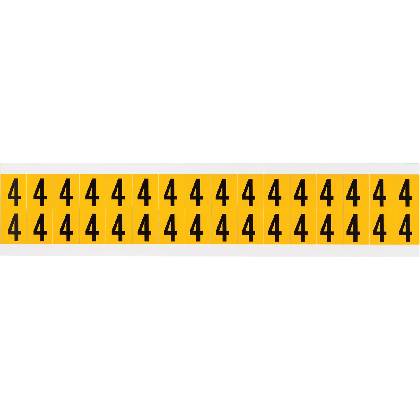 Brady Individual Number and Letter Labels, 4, 5/8" H, Black on Yellow