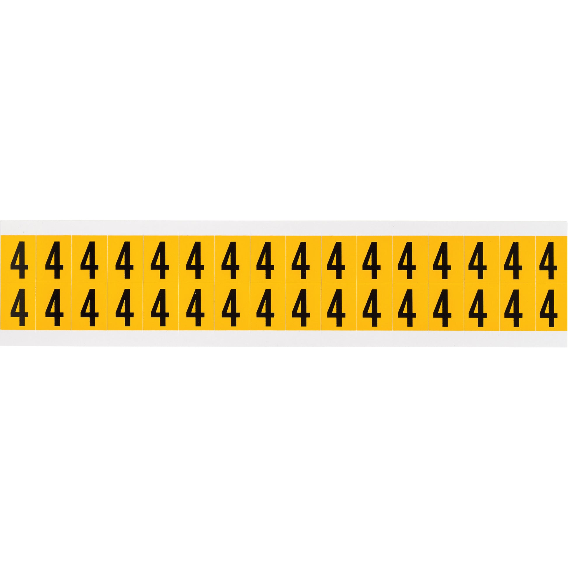 Brady Individual Number and Letter Labels, 4, 5/8" H, Black on Yellow