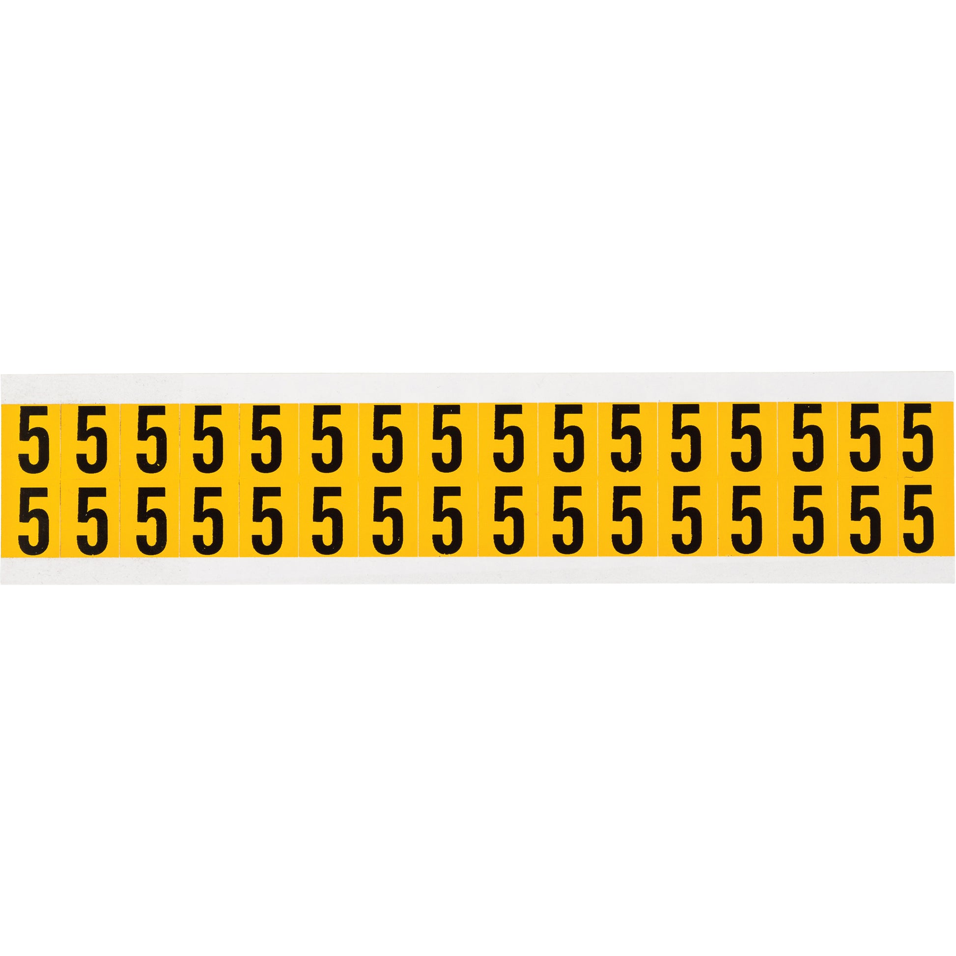 Brady Individual Number and Letter Labels, 5, 5/8" H, Black on Yellow