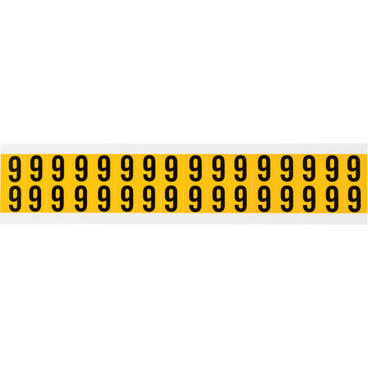 Brady Individual Number and Letter Labels, 6, 5/8" H, Black on Yellow