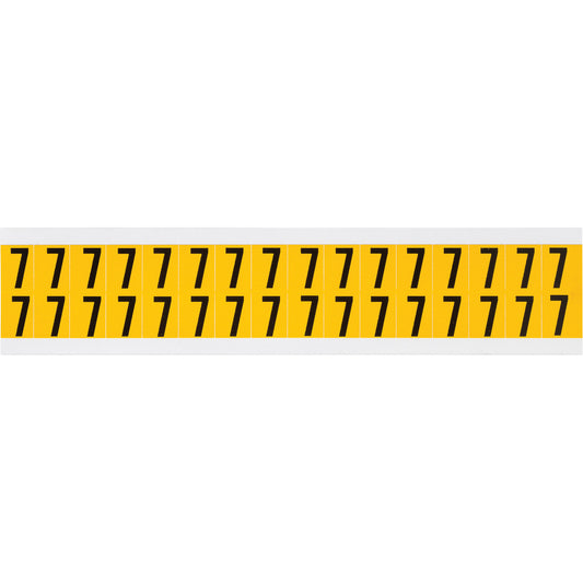 Brady Individual Number and Letter Labels, 7, 5/8" H, Black on Yellow