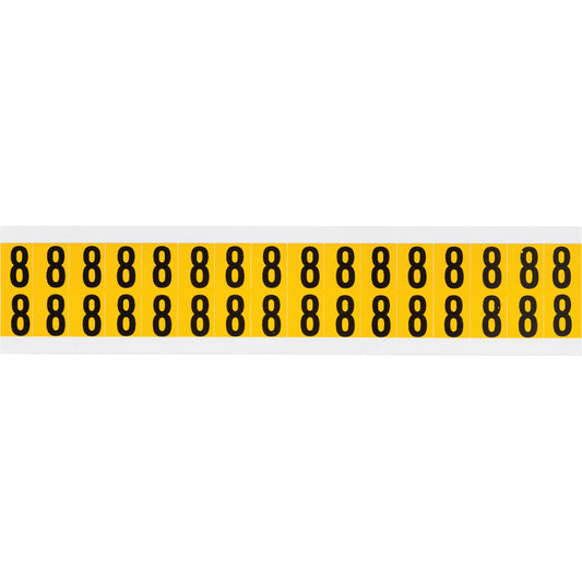Brady Individual Number and Letter Labels, 8, 5/8" H, Black on Yellow
