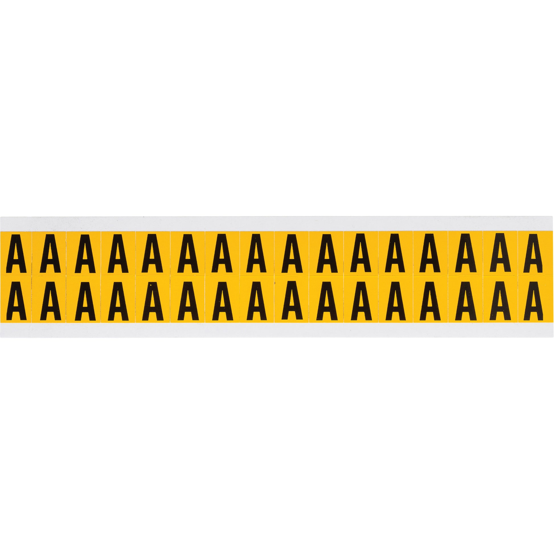 Brady Individual Number and Letter Labels, A, 5/8" H, Black on Yellow