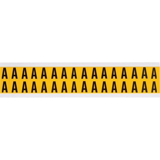 Brady Individual Number and Letter Labels, A, 5/8" H, Black on Yellow