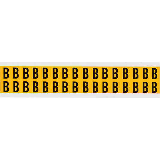 Brady Individual Number and Letter Labels, B, 5/8" H, Black on Yellow