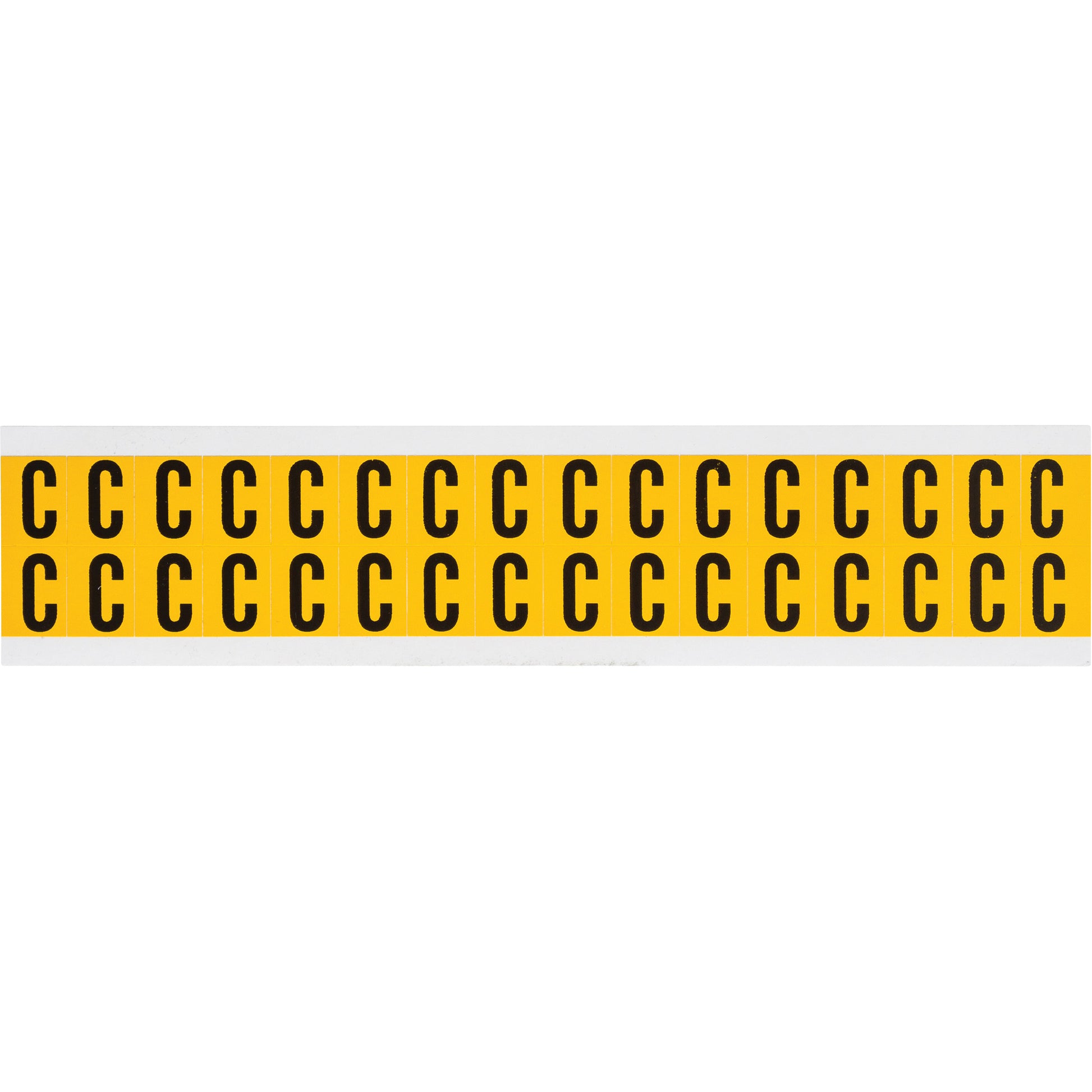 Brady Individual Number and Letter Labels, C, 5/8" H, Black on Yellow