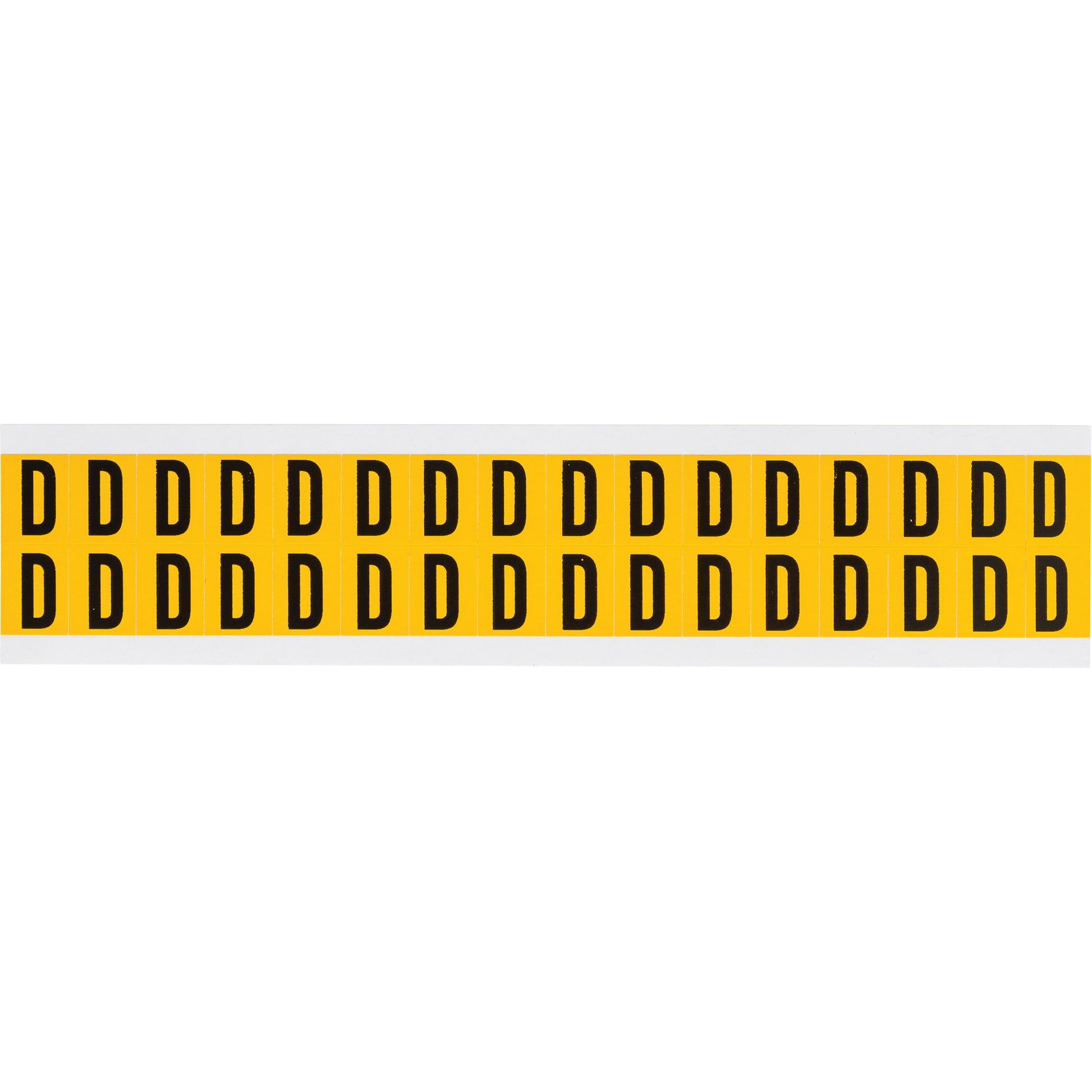 Brady Individual Number and Letter Labels, D, 5/8" H, Black on Yellow