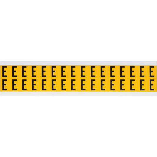 Brady Individual Number and Letter Labels, E, 5/8" H, Black on Yellow