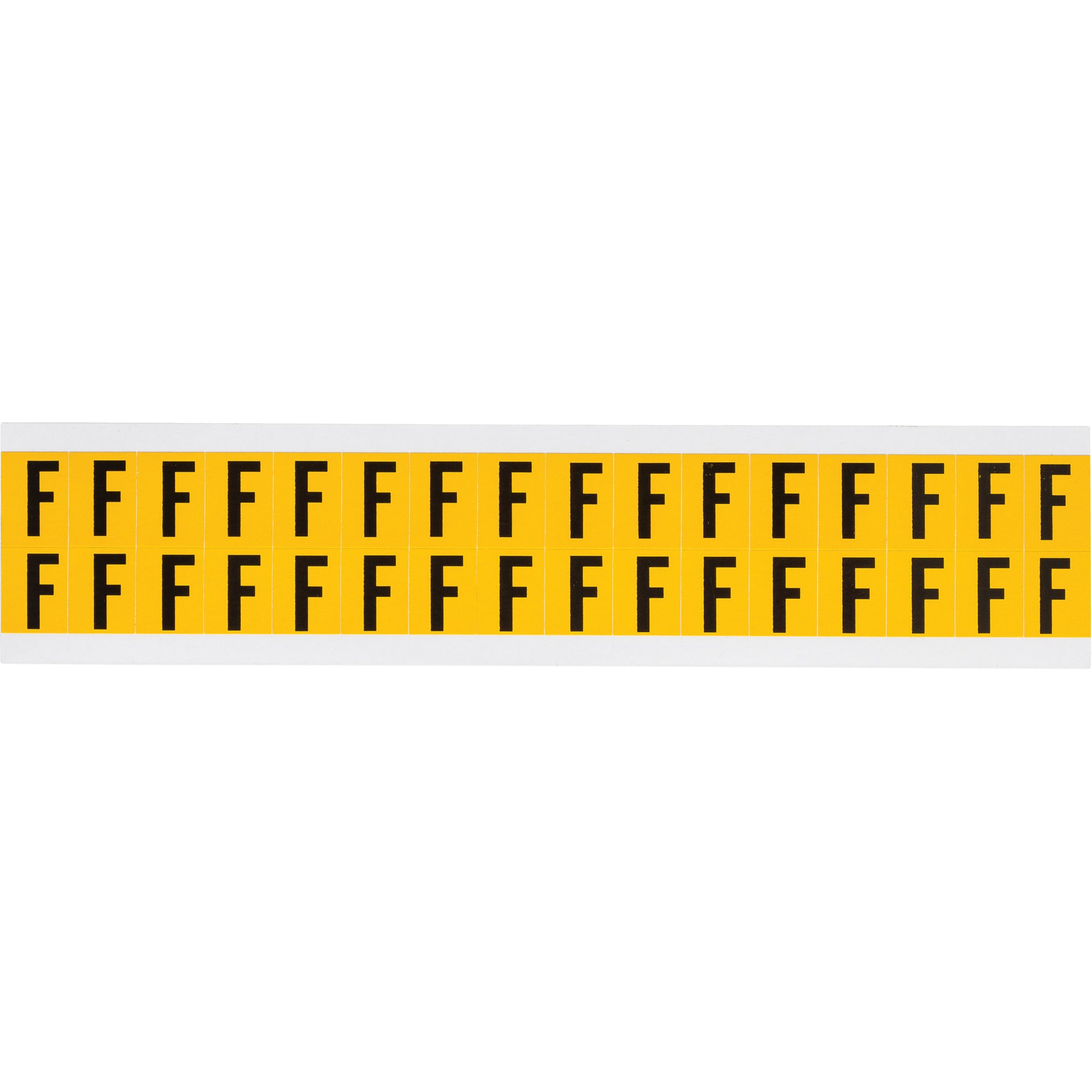 Brady Individual Number and Letter Labels, F, 5/8" H, Black on Yellow