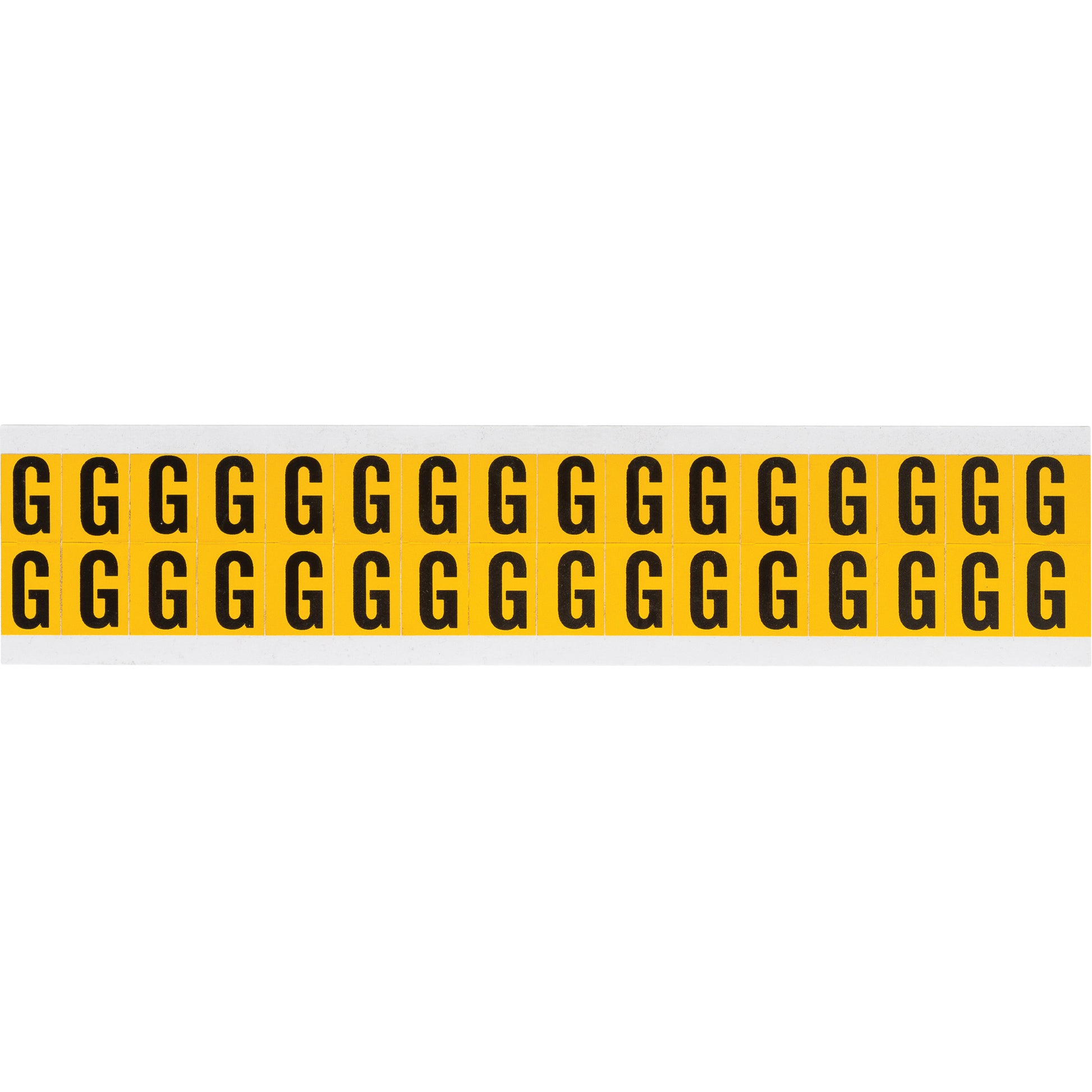 Brady Individual Number and Letter Labels, G, 5/8" H, Black on Yellow
