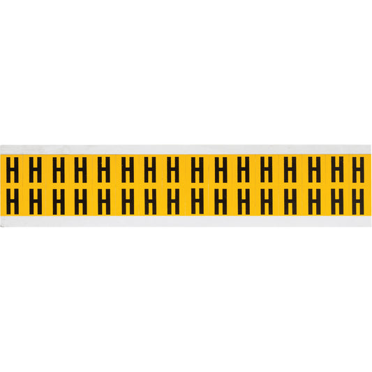 Brady Individual Number and Letter Labels, H, 5/8" H, Black on Yellow