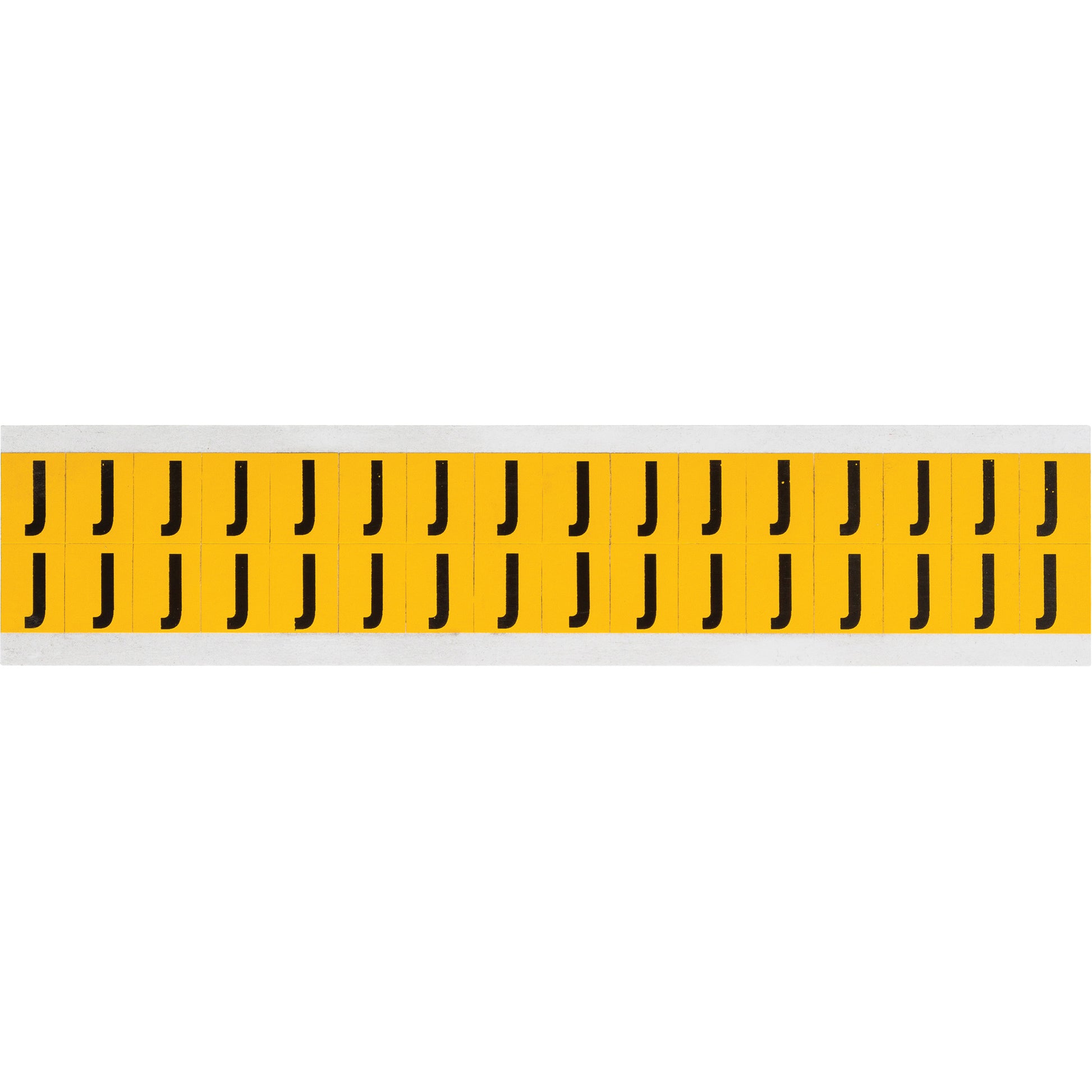 Brady Individual Number and Letter Labels, J, 5/8" H, Black on Yellow